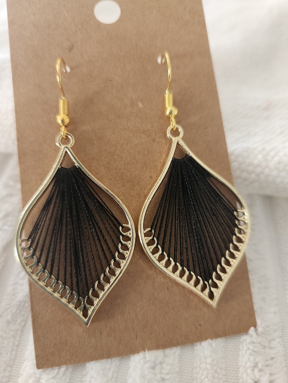 Hand Strung Black And Gold Earrings By CCK